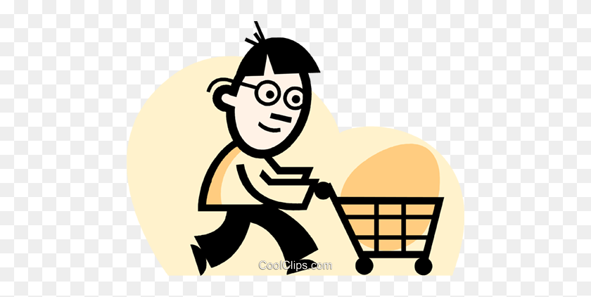 480x362 Man Grocery Shopping Royalty Free Vector Clip Art Illustration - Go Shopping Clipart
