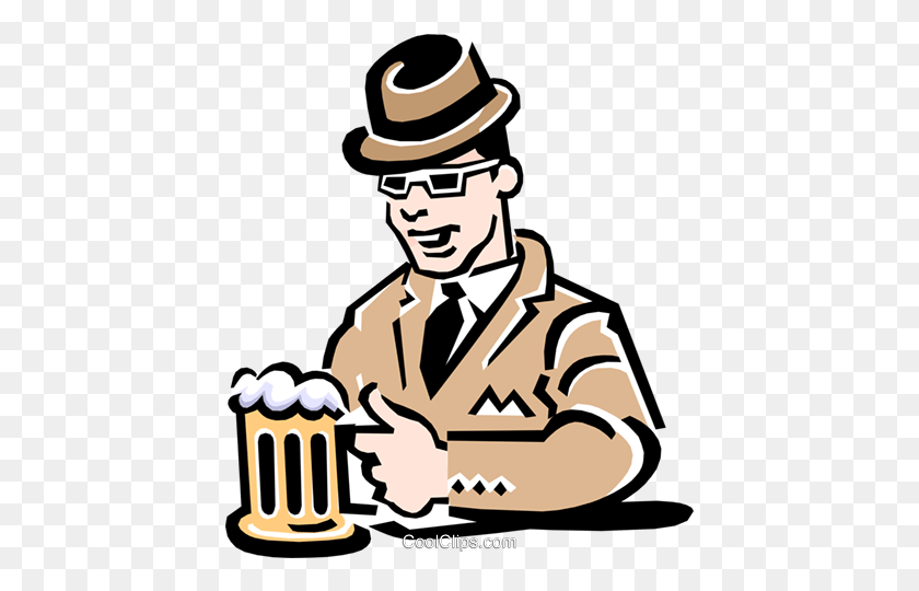 428x480 Man Having A Beer - Pub Clipart