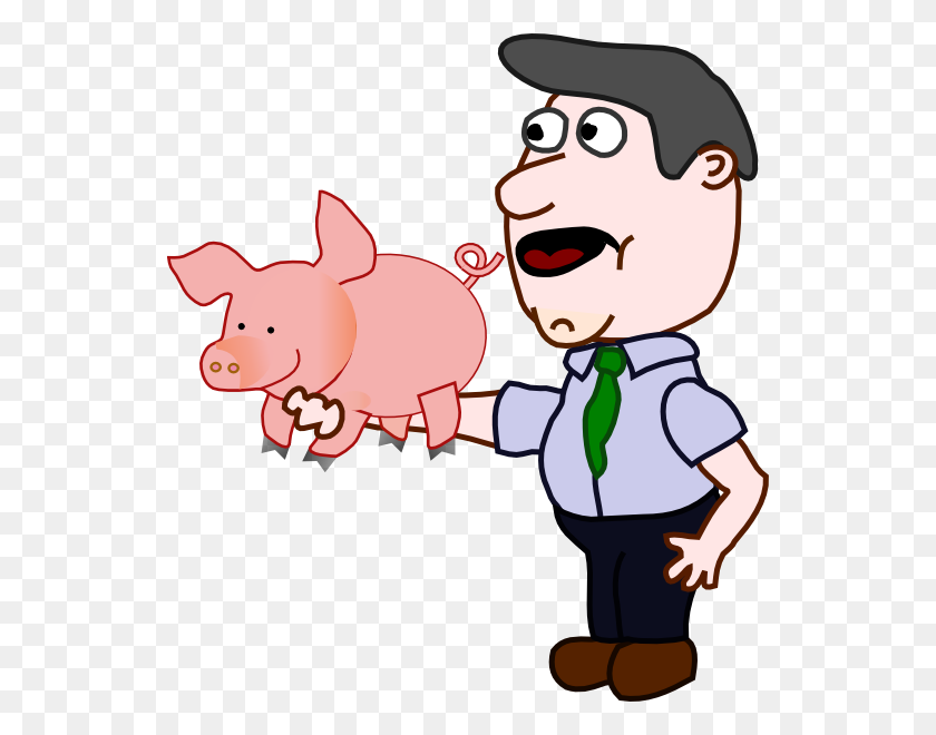 540x600 Man Holding A Pig Png Large Size - Flying Pig Clipart