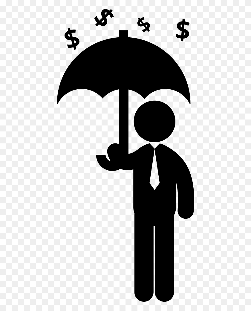 460x981 Man Holding An Umbrella Under Dollars Money Ra Png Icon Free - Money Rain PNG