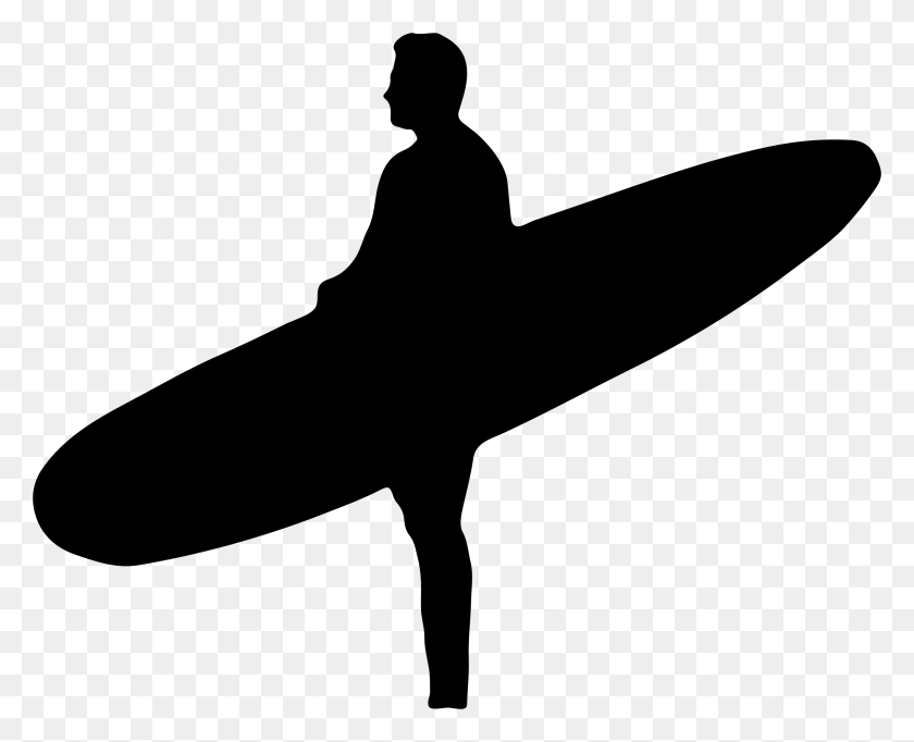 2320x1852 Man Holding Surfboard Silhouette Icons Png - Surfboard PNG