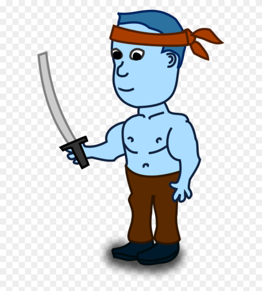 600x873 Man Holding Sword And Wearing Head Band - Medieval Helmet Clipart