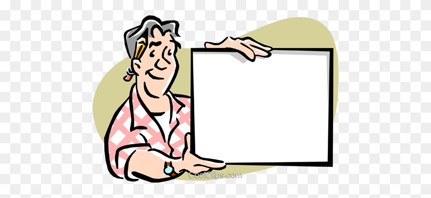 480x327 Man Holding Up Sign Royalty Free Vector Clip Art Illustration - Sign Up Clipart