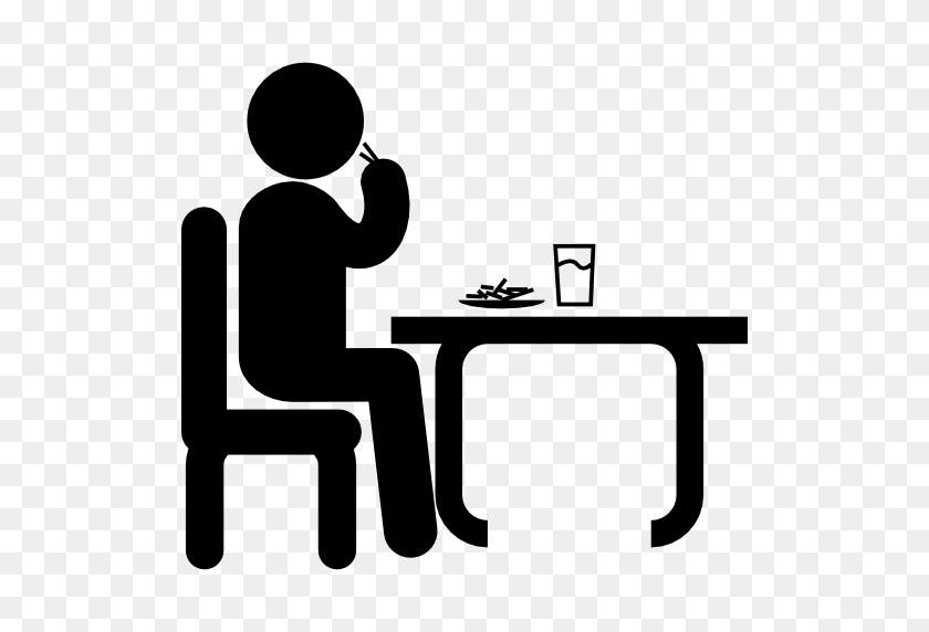 512x512 Man, Humanpictos, Table, Food, Lunching, People, Sitting, Eating - People Eating Clipart