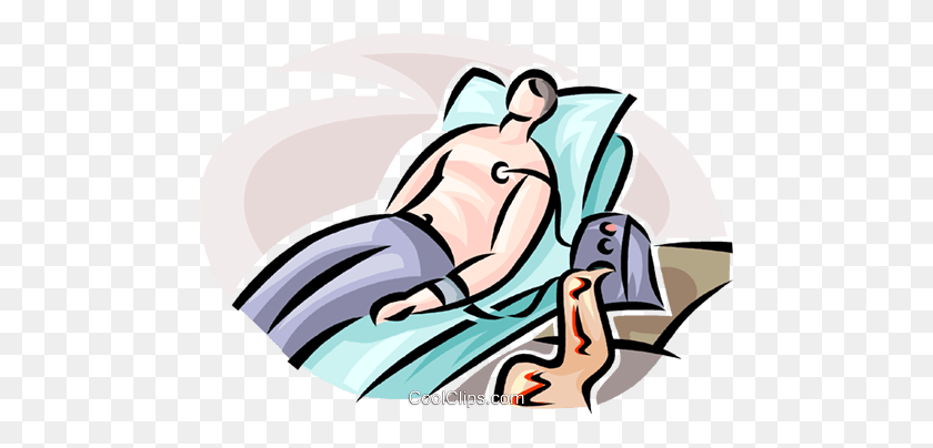 Man In A Hospital Bed Having A Ecg Test Royalty Free Vector Clip - Hospital Patient Clipart