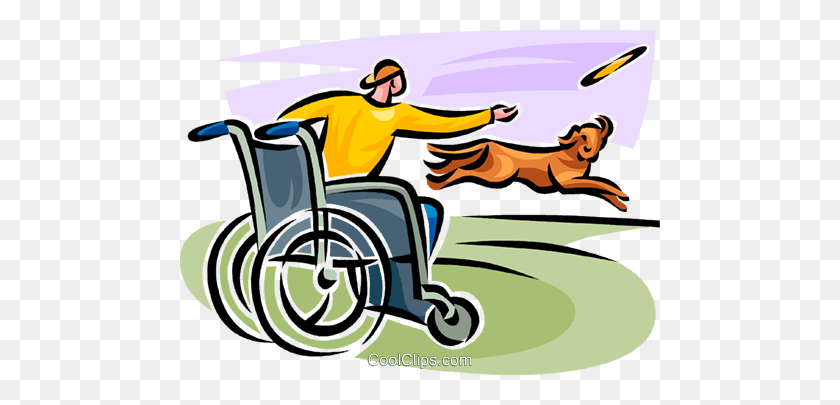 480x345 Man In A Wheelchair Throwing A Frisbee Royalty Free Vector Clip - Wheelchair Clipart Free