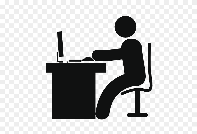 512x512 Man In Office Desk With Computer Free Vector Icons Designed - People Vector PNG