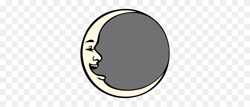 300x301 Man In The Moon Clip Art Free Vector - Moon Black And White Clipart