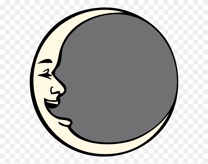 600x602 Man In The Moon Clip Art Free Vector - New Moon Clipart