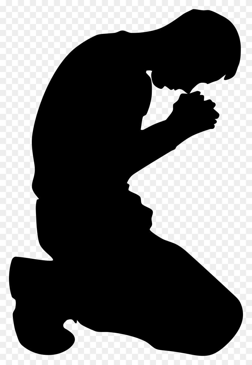 1560x2314 Hombre Arrodillado En Oración Menos Suelo Silueta Iconos Png - Orando Png