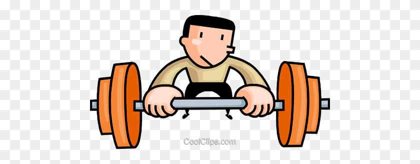 480x268 Man Lifting Weights Royalty Free Vector Clip Art Illustration - Physical Education Clipart