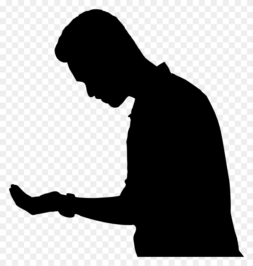 2179x2296 Man Looking At Hand Silhouette Icons Png - Silhouette Man PNG