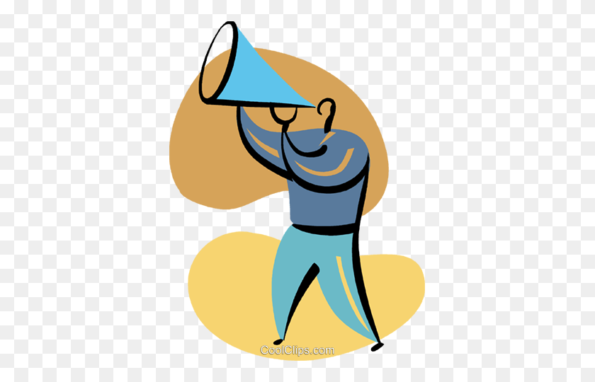 361x480 Man Making Announcements With Megaphone Royalty Free Vector Clip - Announcement Clipart