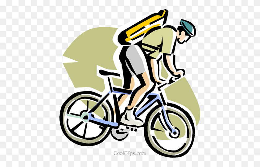 455x480 Hombre En Una Bicicleta De Montaña Royalty Free Vector Clipart Illustration - Mountain Man Clipart