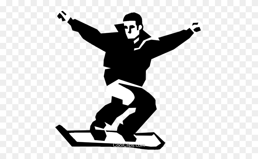 480x459 Man On A Snowboard Royalty Free Vector Clip Art Illustration - Snowboard Clipart