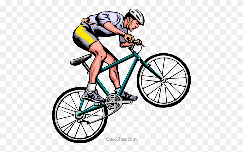 480x465 Hombre En Bicicleta De Montaña Royalty Free Vector Clipart Ilustración - Clipart De Bicicleta De Montaña