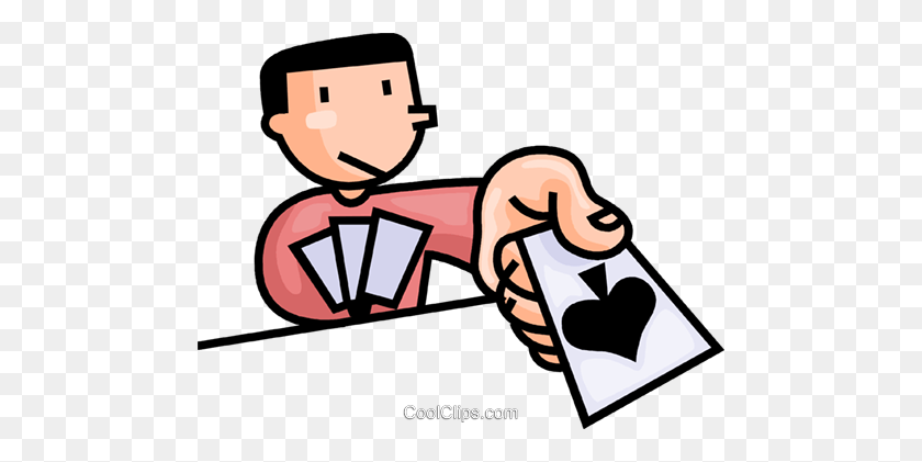 480x361 Hombre Jugando A Las Cartas Royalty Free Vector Clipart Illustration - Jugando A Las Cartas Png