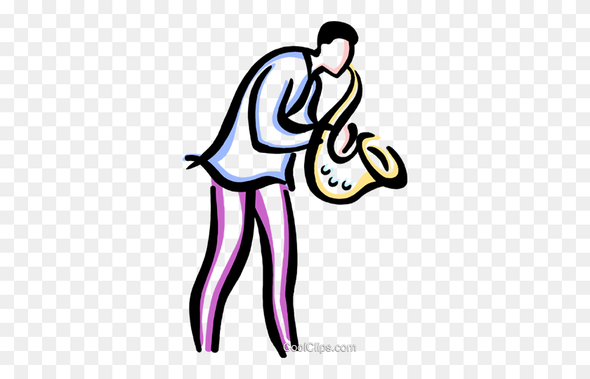 320x480 Man Playing The Saxophone Royalty Free Vector Clip Art - Saxophone Clipart