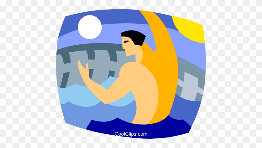 480x417 Hombre Jugando Waterpolo Royalty Free Vector Clipart Illustration - Polo Clipart