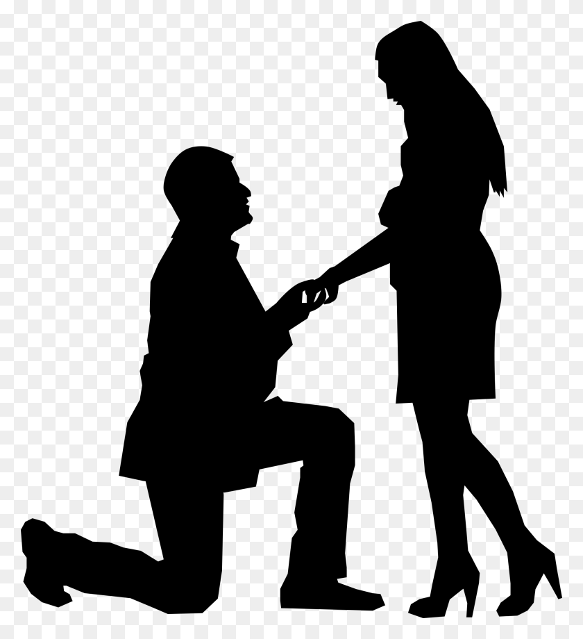 2176x2400 Man Proposing Marriage To A Women Silhouette Image - Castle Silhouette PNG