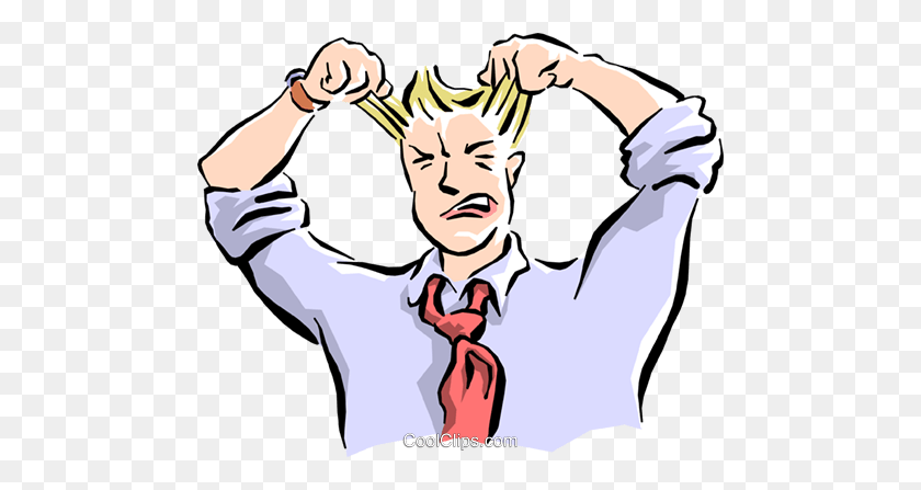 480x387 Man Pulling His Hair Out Royalty Free Vector Clip Art Illustration - Pulling Hair Out Clipart