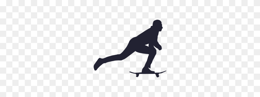256x256 Man Pushing Skateboard Silhouette - Skateboard PNG