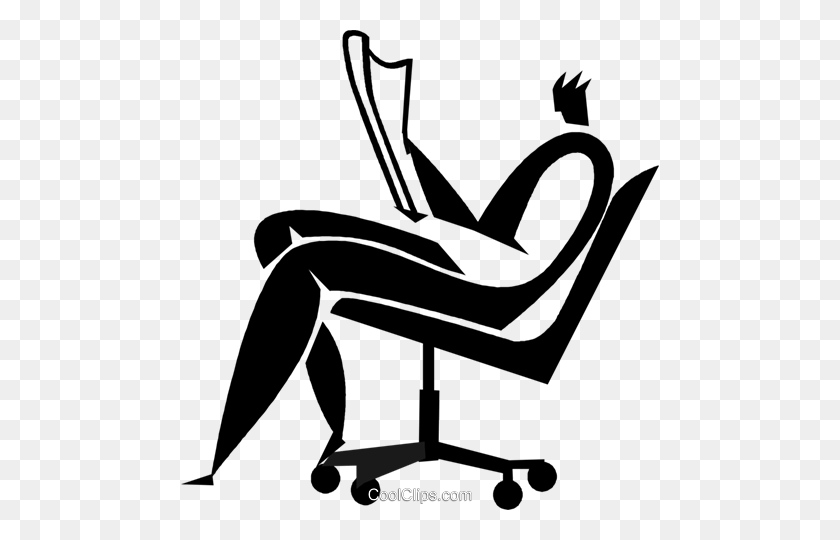 478x480 Man Reading A Newspaper In A Chair Royalty Free Vector Clip Art - Newspaper Clipart Black And White