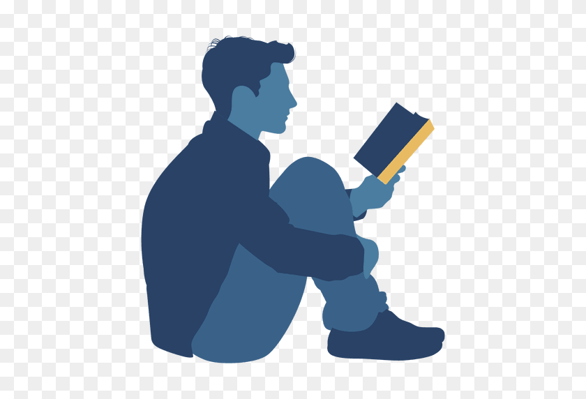 512x512 Man Reading Book Floor Silhouette - Reading PNG