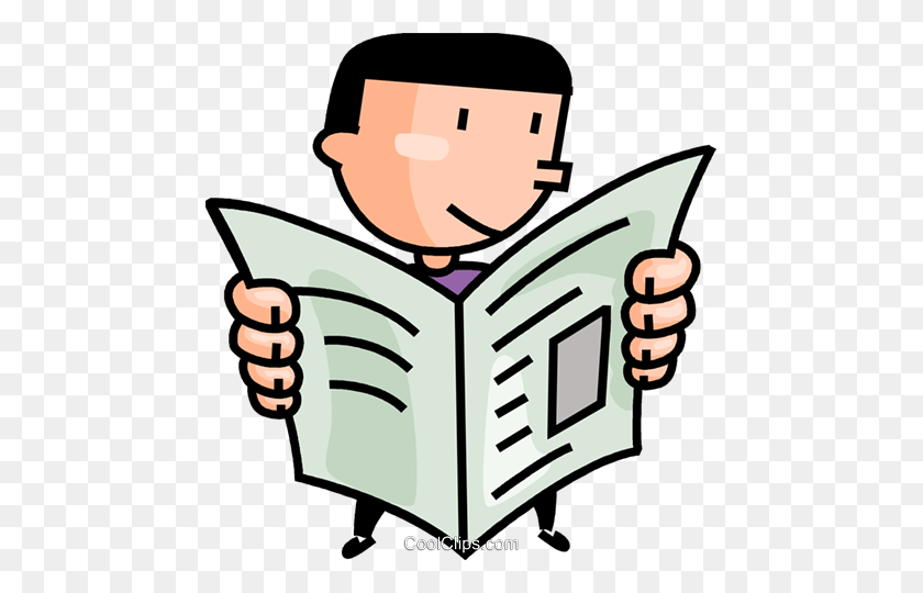 465x480 Man Reading The Newspaper Royalty Free Vector Clip Art - Reading Newspaper Clipart