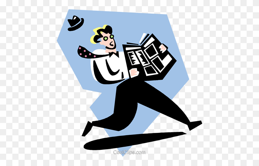 472x480 Man Reading The Paper On A Windy Day Royalty Free Vector Clip Art - Windy Day Clipart