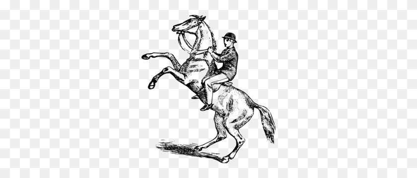 270x300 Man Riding A Rearing Horse Clip Art - Riding Horse Clipart