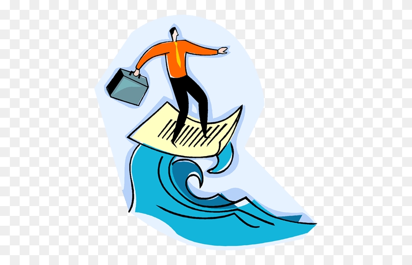 455x480 Man Riding A Wave Of Information Royalty Free Vector Clip Art - Wave Clipart