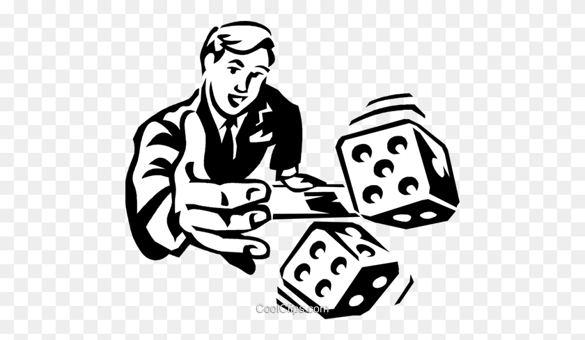 480x429 Man Rolling The Dice Royalty Free Vector Clip Art Illustration - Rolling Dice Clipart