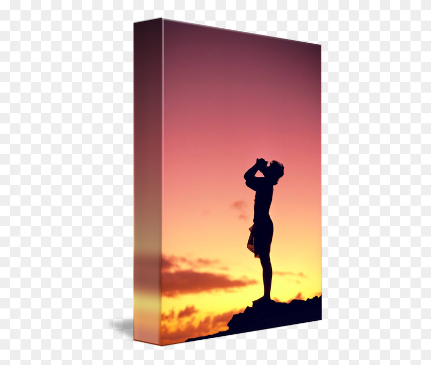 425x650 Man Silhouetted At Sunset Blowing A Conch Shell - Sunset Sky PNG
