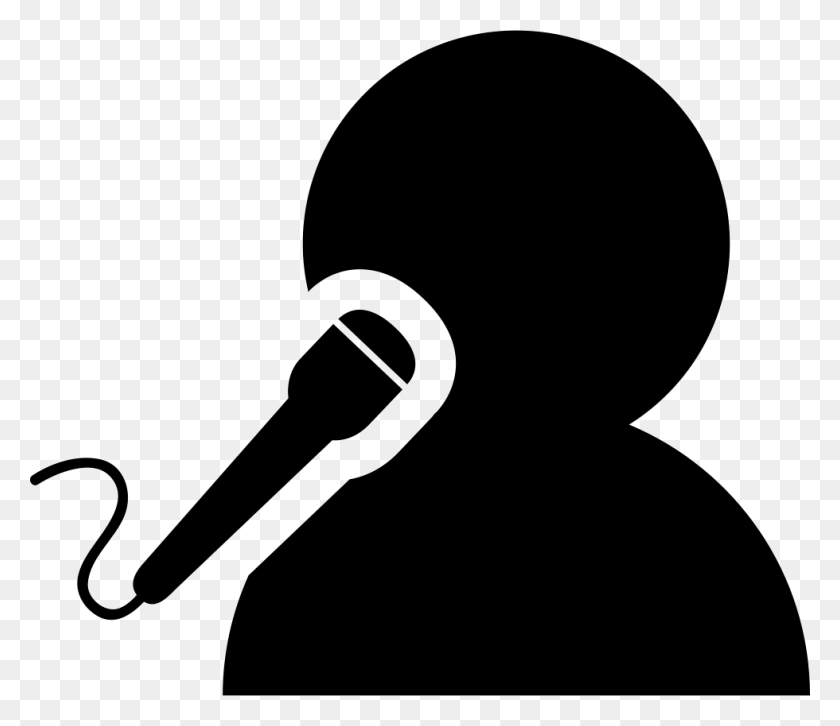 980x838 Man Singing With A Microphone Png Icon Free Download - Microphone Silhouette PNG