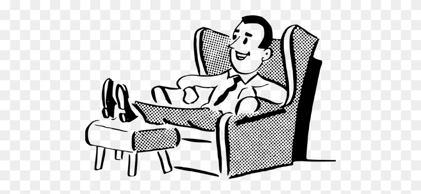 500x327 Hombre Sentado Cómodamente Imagen Vectorial - Sofá Clipart Blanco Y Negro