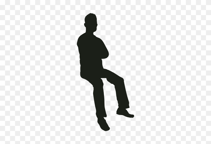 512x512 Man Sitting Hands Crossed Silhouette - Sitting Person PNG