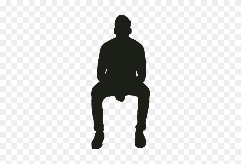 512x512 Man Sitting Leaning Forward Silhouette - Sitting Person PNG