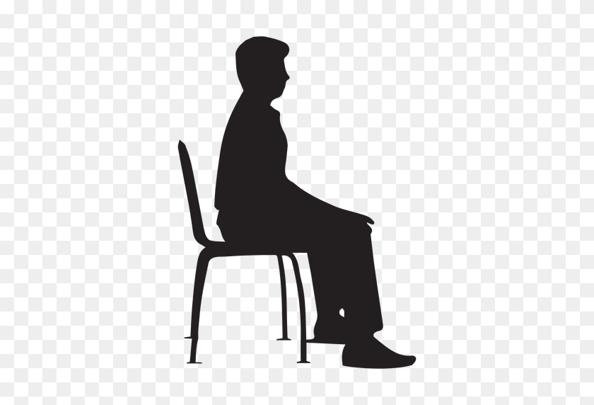 512x512 Man Sitting On Chair Silhouette - Person Sitting In Chair PNG