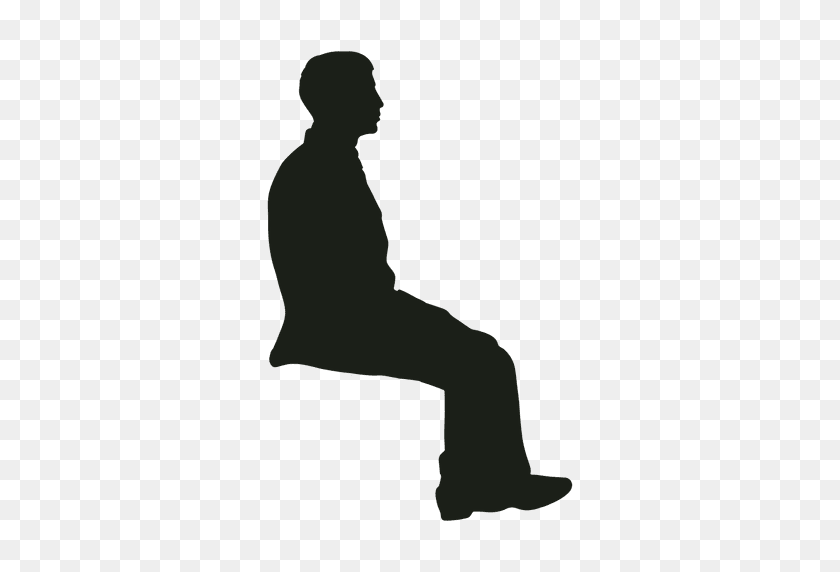 512x512 Hombre Sentado Silueta - Persona Sentada Png