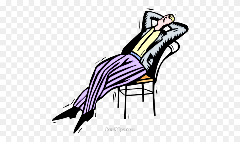 480x440 Man Sleeping On The Job Royalty Free Vector Clip Art Illustration - Person Sleeping Clipart