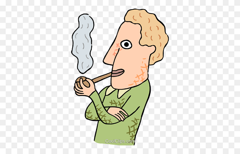 342x480 Man Smoking Pipe Royalty Free Vector Clip Art Illustration - Smoking Pipe Clipart