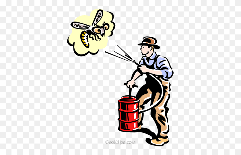 371x480 Man Spraying Bugsexterminator Royalty Free Vector Clip Art - Pest Control Clipart