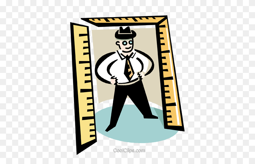 377x480 Man Standing In A Doorway Of Rulers Royalty Free Vector Clip Art - Man Standing Clipart