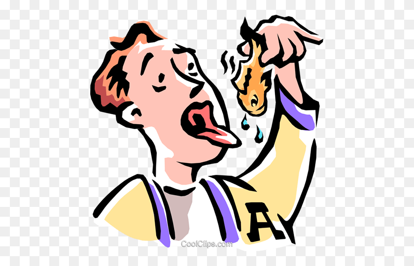 473x480 Man Swallowing Goldfish Royalty Free Vector Clip Art Illustration - Goldfish Clipart