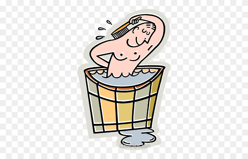 Man Taking A Bath Royalty Free Vector Clip Art Illustration - Tub Clipart