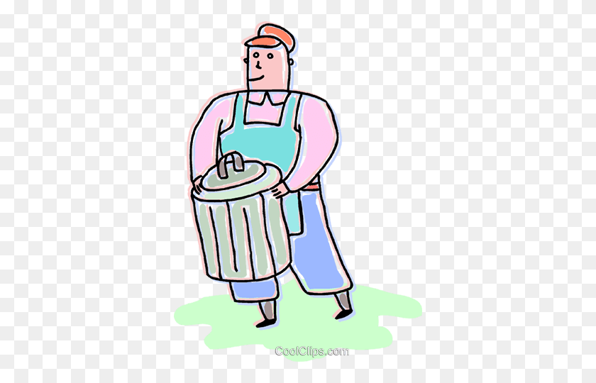 350x480 Man Taking Out The Garbage Royalty Free Vector Clip Art - Take Out The Trash Clipart