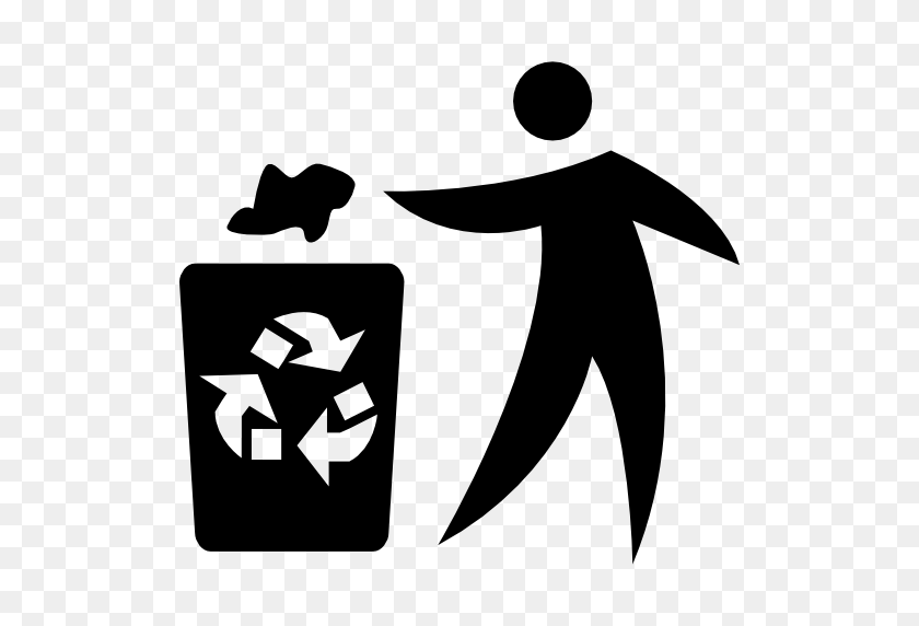 512x512 Hombre Tirando Papel En Recipiente De Reciclaje - Icono De Reciclaje Png