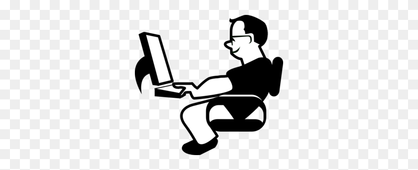 298x282 Man Using Computer Clip Art - Person Sitting Clipart