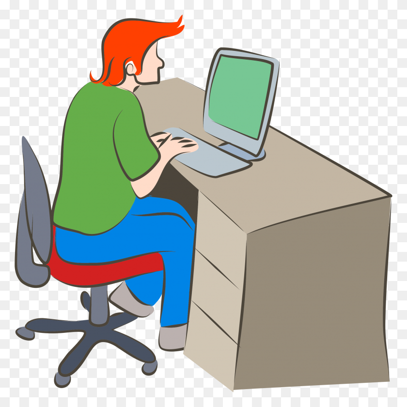 2354x2356 Man Using Computer Png Transparent Man Using Computer Images - Person Sitting In Chair PNG
